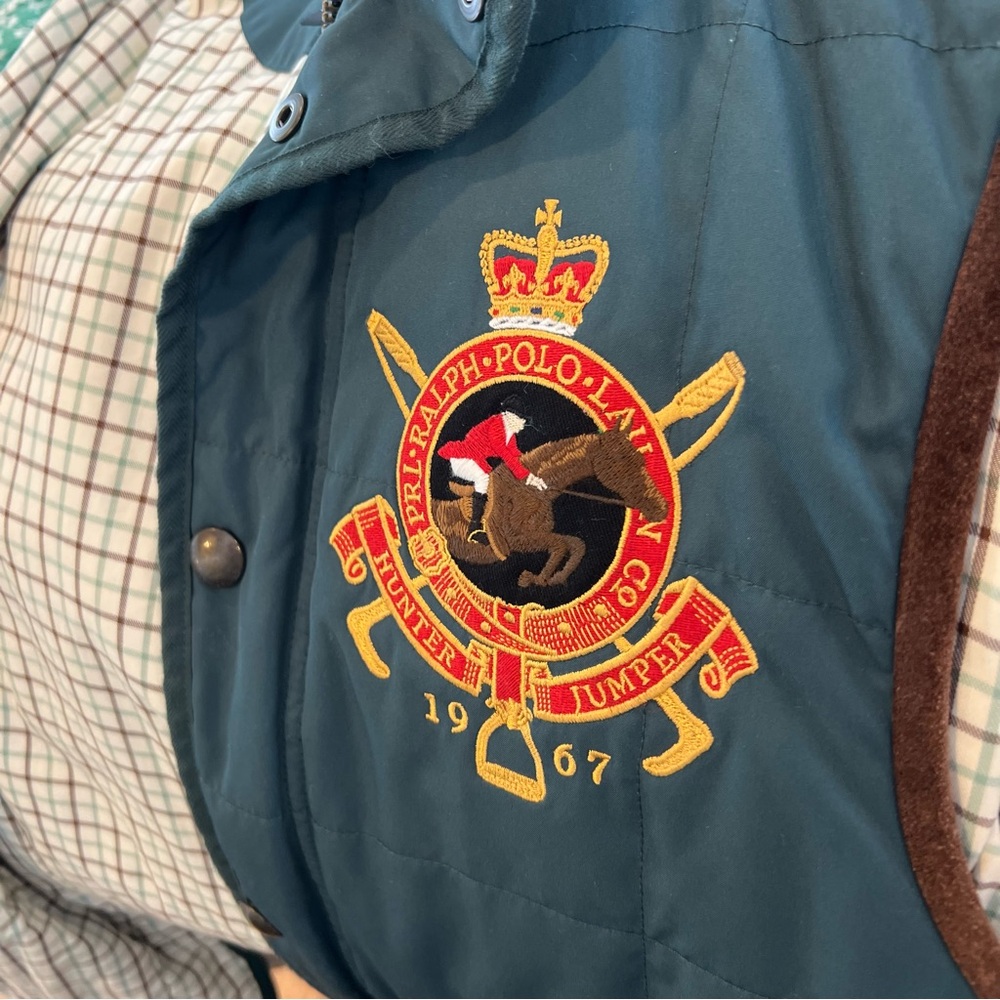 Vintage Polo Ralph Lauren Bleecker Vest Men’s Small Green Hunter Jumper Logo - Picture 14 of 16